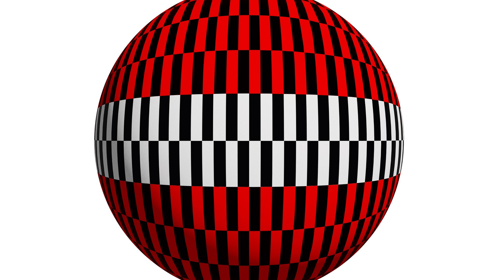 Illustration einer rot-weiß-schwarzen 3D-Kugel vor weißem Hintergrund Illustration einer rot-weiß-schwarzen 3D-Kugel vor weißem Hintergrund