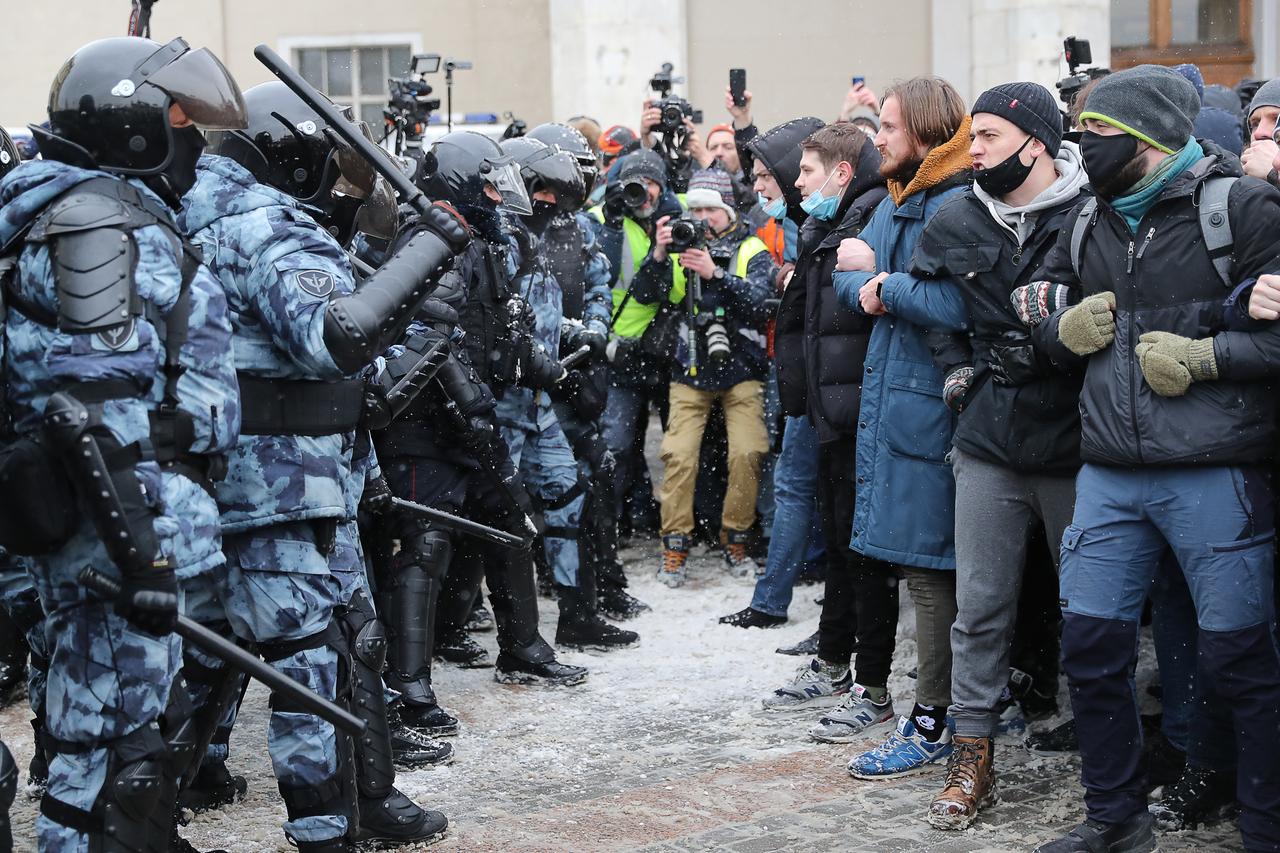 Protest in Moskau gegen die Inhaftierung des Oppositionellen Alexei Navalny