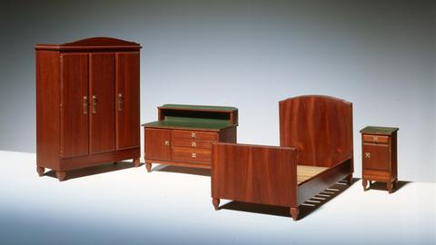 Möbelminiaturen des Schlafzimmers Modell 67, entworfen von Richard Riemerschmid Datierung: 1912 (Entwurf)