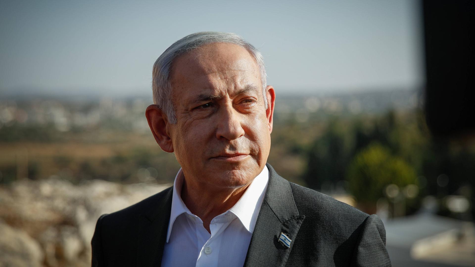 Porträt des Ministerpräsidenten des Staates Israel, Benjamin Netanjahu.