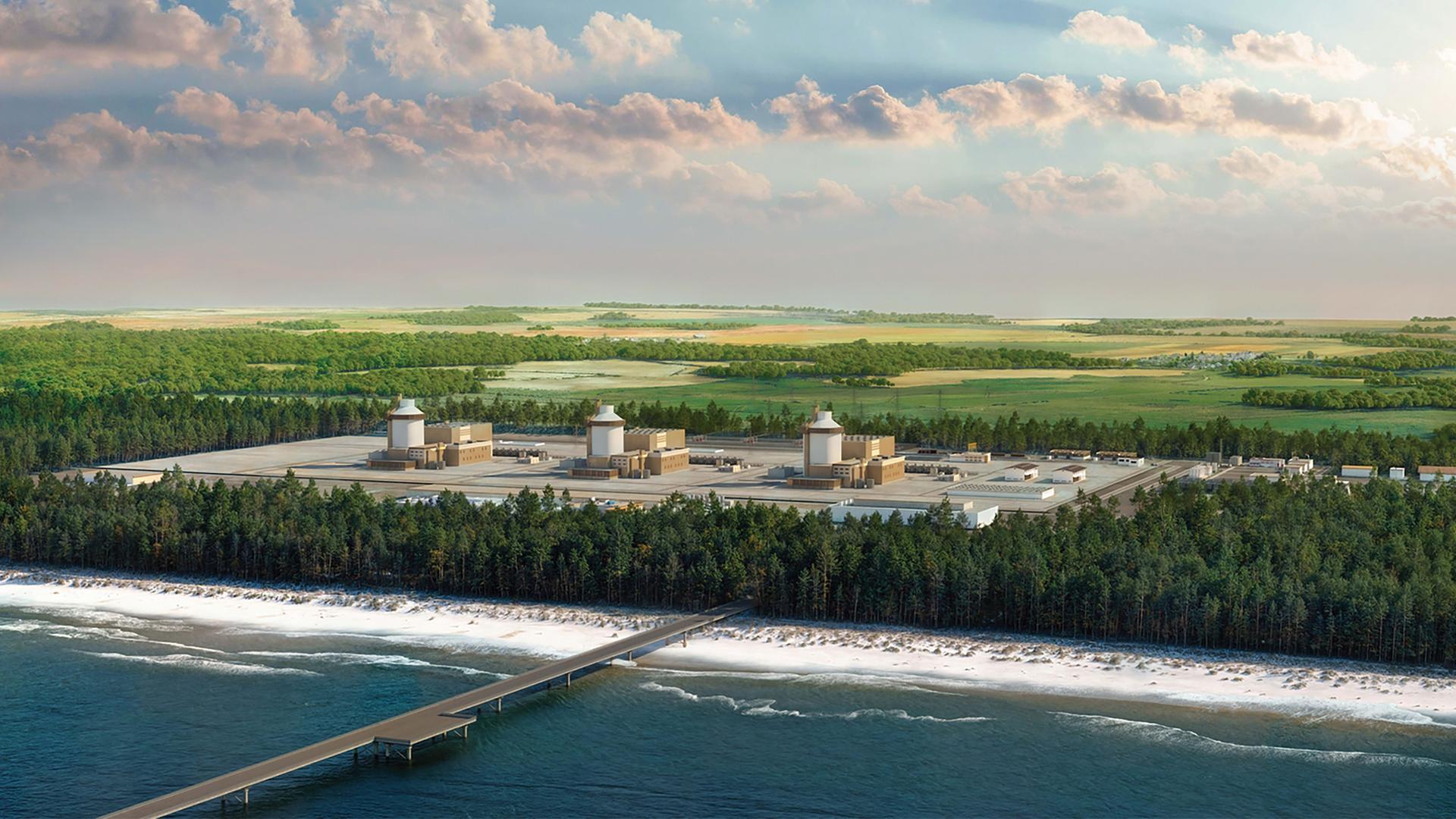 Modell des ersten AKW in Polen, der erste Block soll 2035 fertiggestellt werden