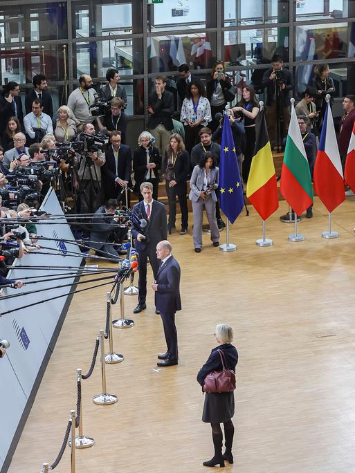 Bundeskanzler Olaf Scholz beim Treffen der Staats- und Regierungschefs und -chefinnen am 17. Oktober in Brüssel