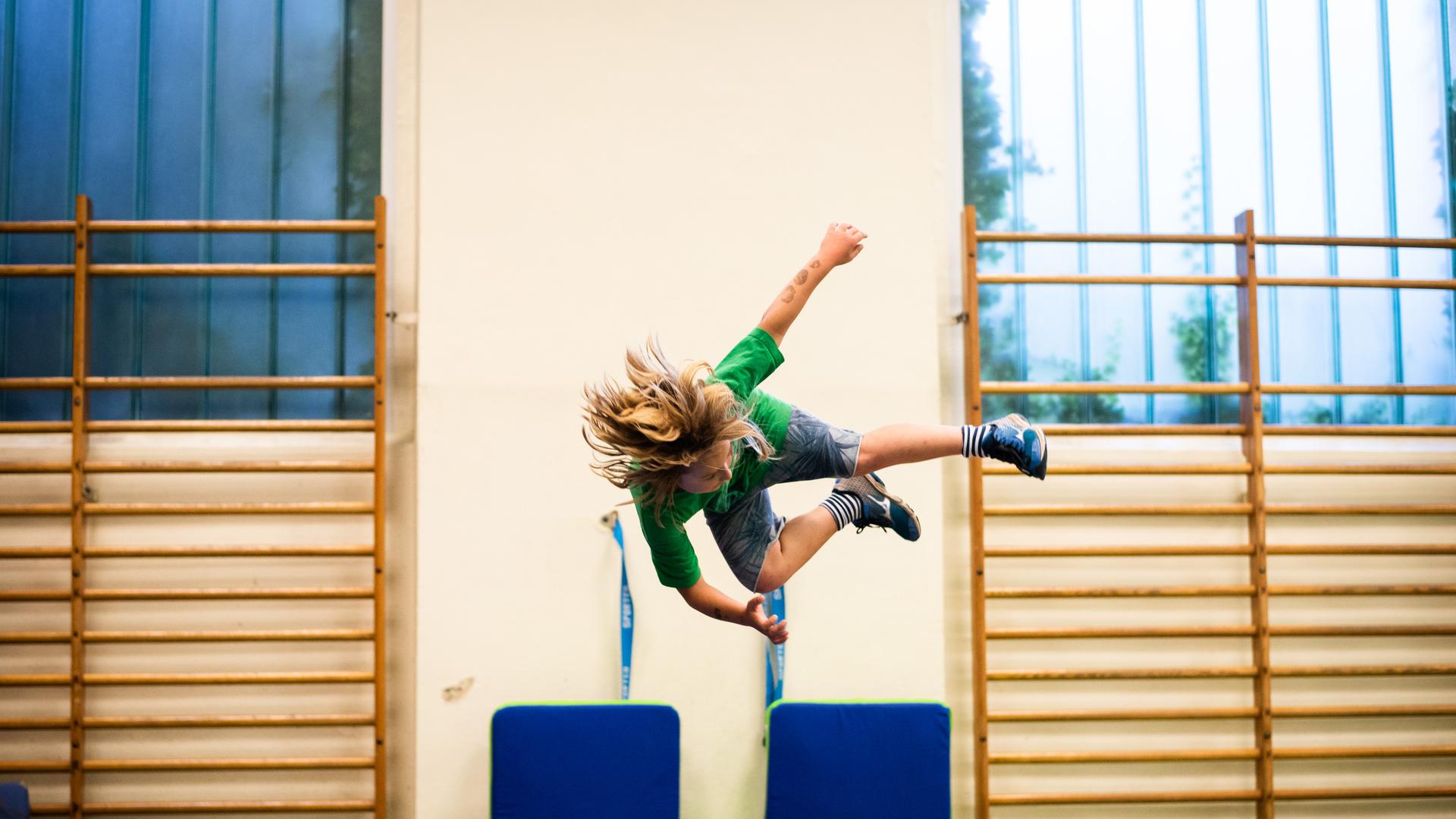 Vorstellung des Parkours beim Werdener Turnerbund in der Turnhalle der Ludgerusschule 