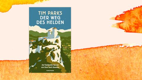 Buchcover "Der Weg des Helden" von Tim Parks vor einem grafischen Hintergrund