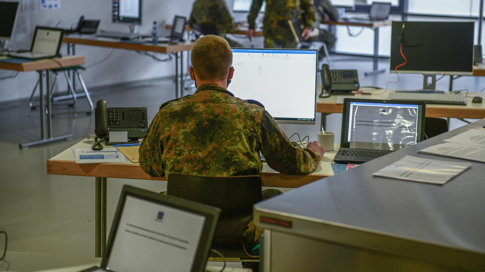 Die Bundeswehr im Einsatz bei der Corona-Nachverfolgung im letzten Jahr.