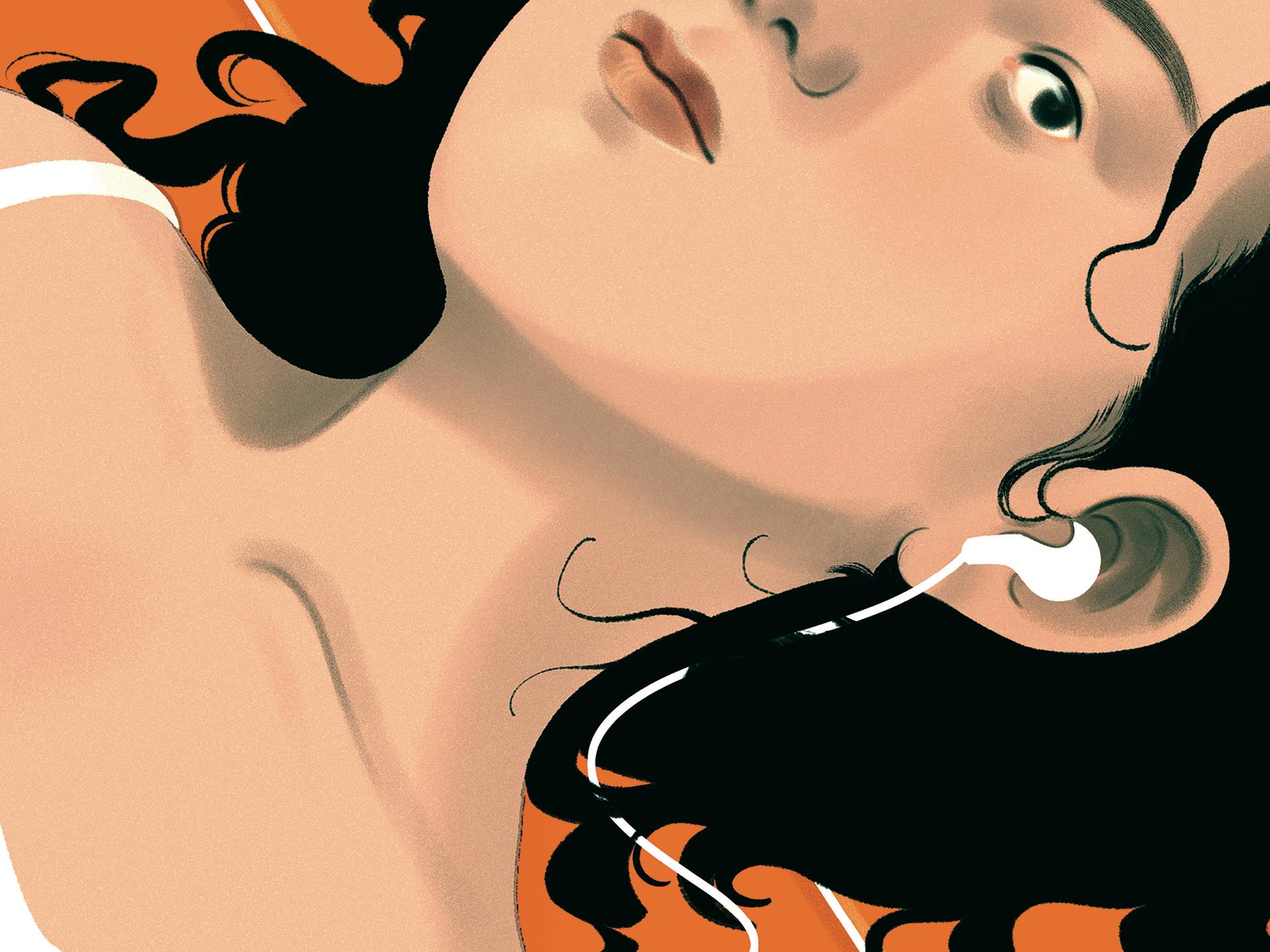 Das Cover des Comics "Kreaturen" von Bianca Bagnarelli zeigt eine junge Frau mit Kopfhörern im Ohr.