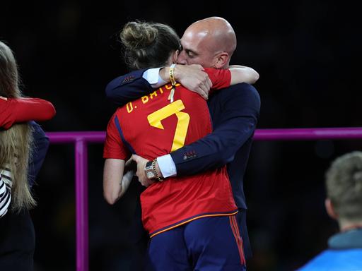 Irene Guerrero of Spain is kissed by Luis Rubiales President of the Royal Spanish Football Association after winning the FIFA Women s World Cup 2023 Final match between Spain Women and England Women at Stadium Australia, Sydney, Australia on 20 August 2023. Copyright: xPeterxDovganx 38130169