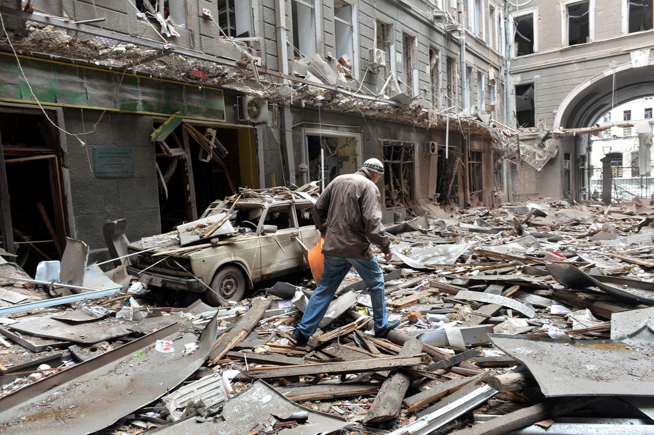 Zerstörung in Charkiw, der zweitgrößten Stadt der Ukraine