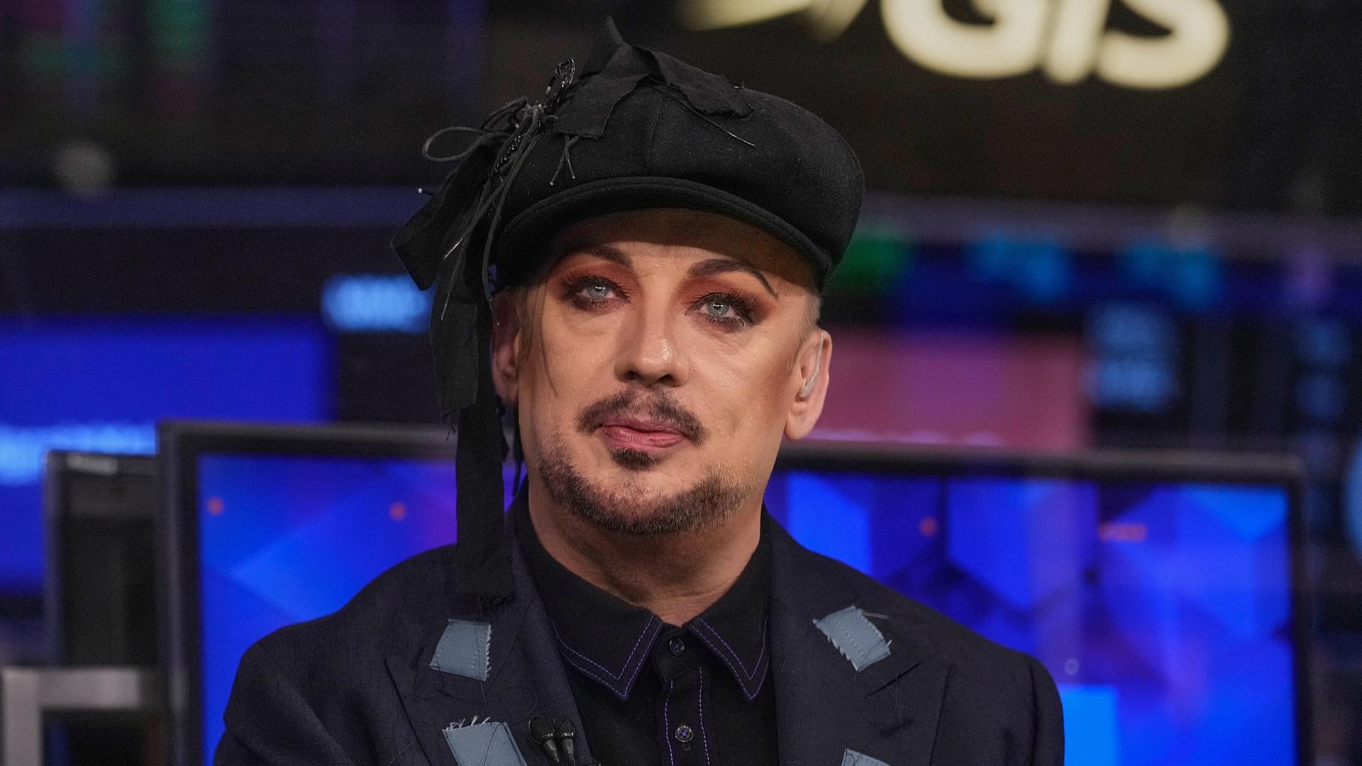 Singer Boy George is interviewed on the floor of the New York Stock Exchange, Monday, June 15, 2026. (AP Photo/Richard Drew) Singer Boy George is interviewed on the floor of the New York Stock Exchange, Monday, June 15, 2026. (AP Photo/Richard Drew)
