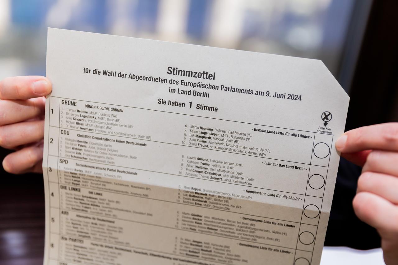 Der Stimm-Zettel für die Europa-Wahl in Berlin