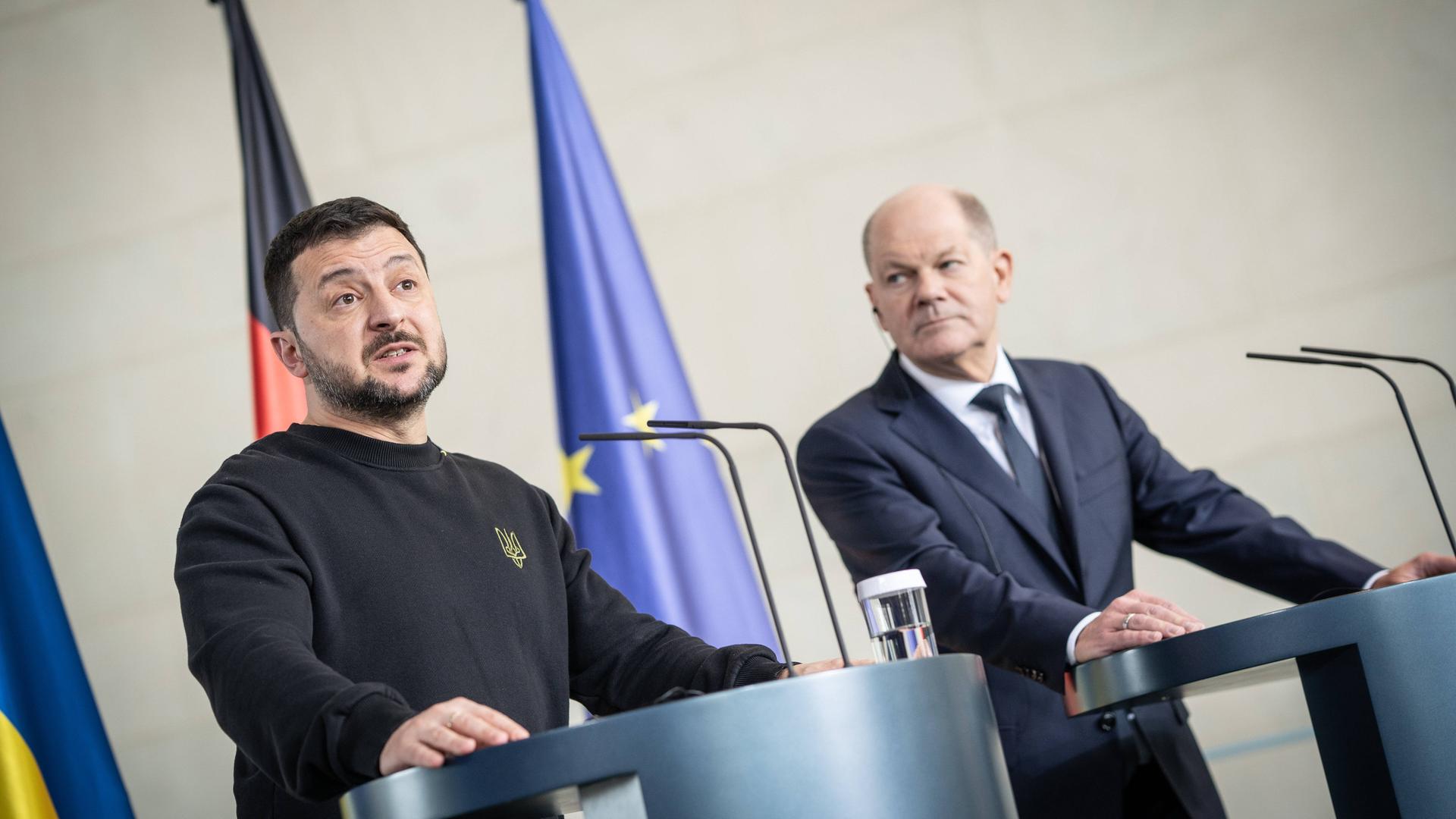 Der ukrainische Präsident Selenskyj Mitte Februar zu Besuch bei Bundeskanzler Scholz in Berlin