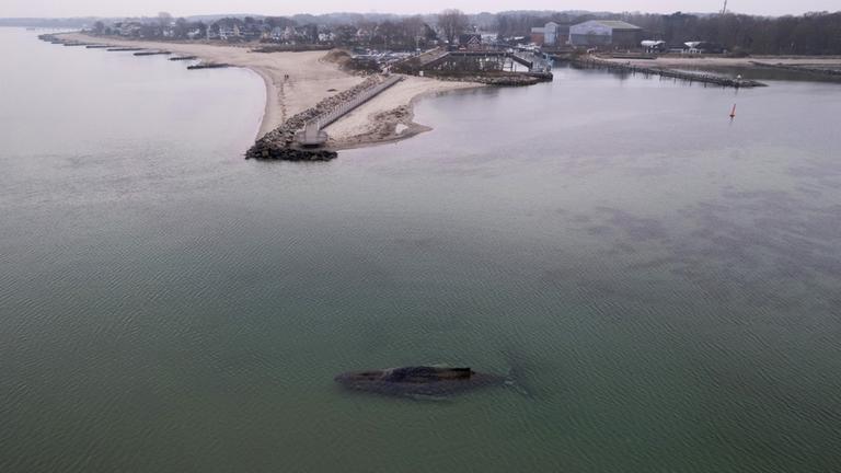 Der Buckelwal am Timmendorfer Strand aus der Luft gesehen.