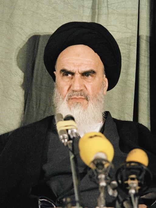 Ayatollah Khomeini, the Iranian religious leader shown at a news conference in Teheran on Feb. 5, 1979. No other information given. (AP Photo)
