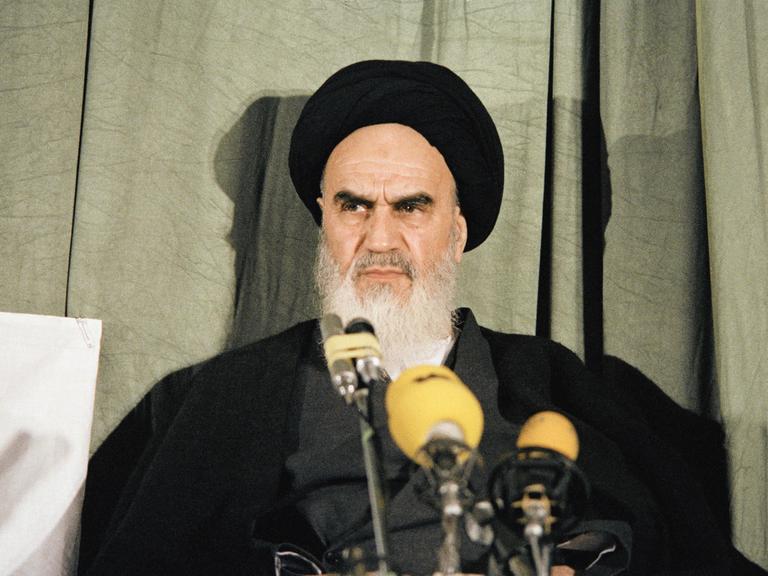 Ayatollah Khomeini, the Iranian religious leader shown at a news conference in Teheran on Feb. 5, 1979. No other information given. (AP Photo)