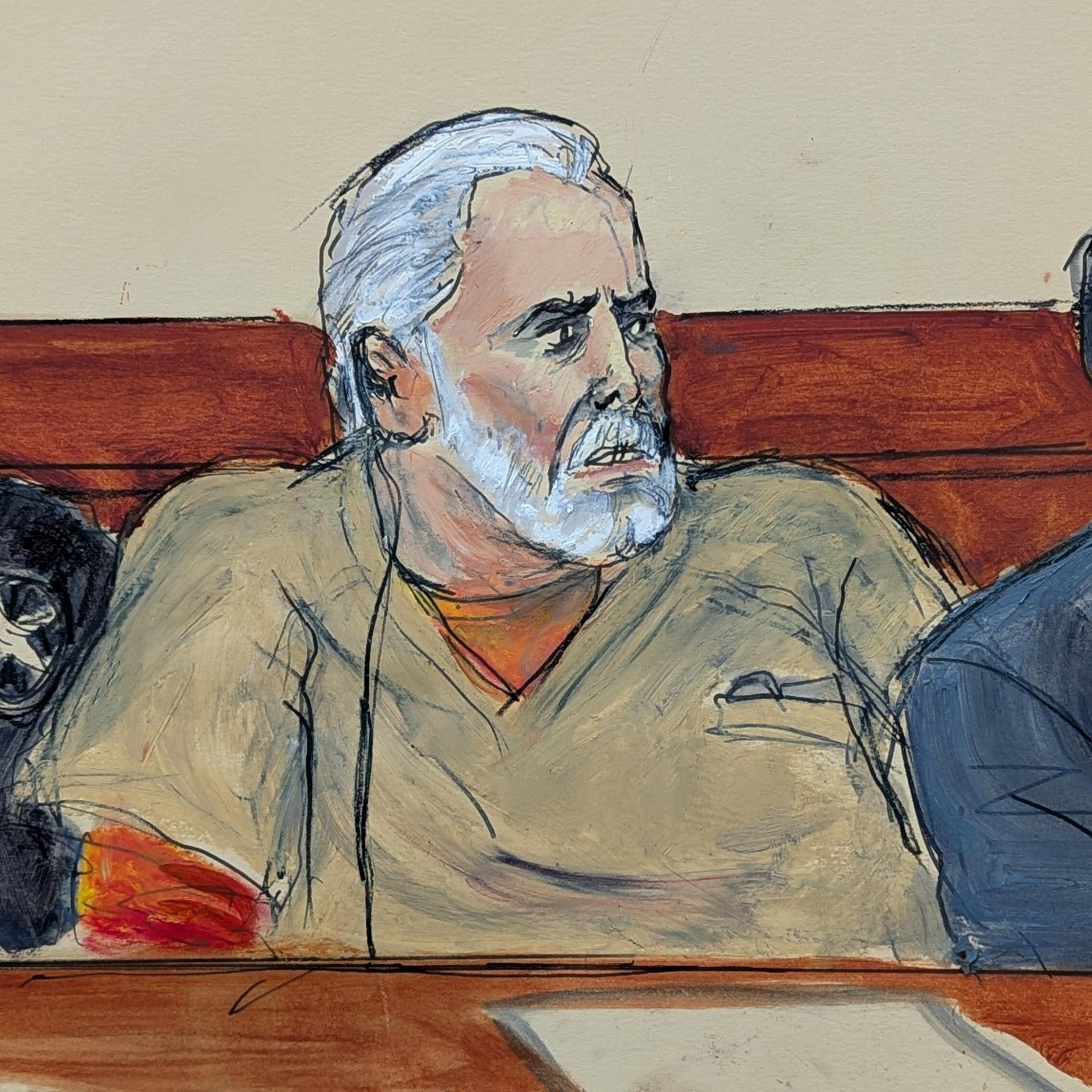 Ismael "El Mayo" Zambada, hier dargestellt von einem Gerichtszeichner, bei seinem Prozess in New York. 