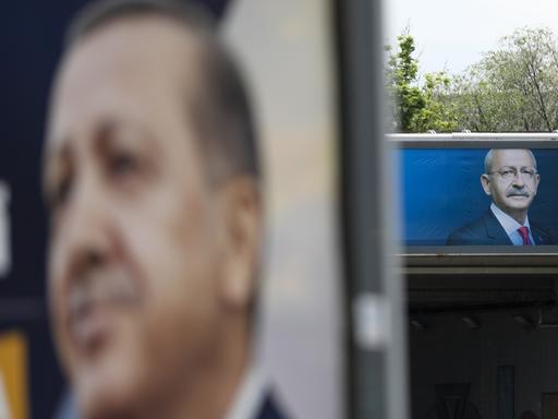 Wahlplakate der Bewerber um das Präsidentenamt der Tükei, Erdoğan und Kılıçdaroğlu.