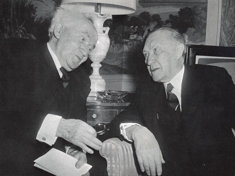 Israels Premierminister David Ben Gurion mit Konrad Adenauer (1960 in New York)