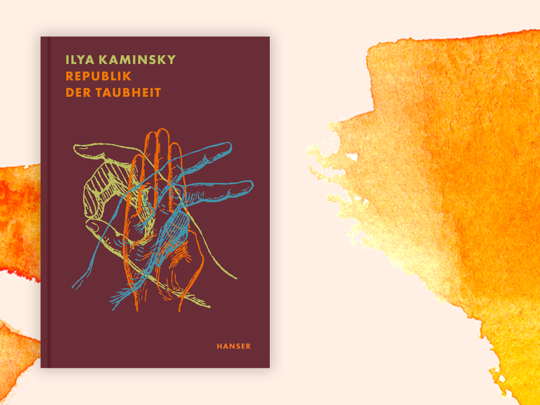 Das Cover von "Republik der Taubheit" zeigt drei gezeichnete Hände in verschiedenen Farben, die übereinandergelegt sind und je einen Buchstaben aus der Zeichensprache repräsentieren.