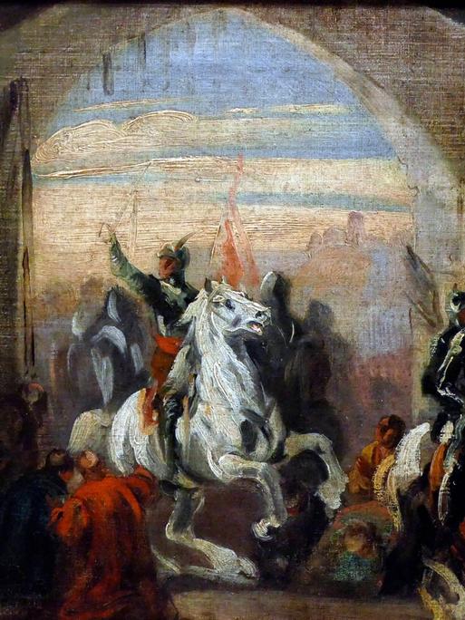 Gemälde von König Boleslaus, dem Tapferen beim Einzug in Kiew, um 1837, Öl auf Leinwand, von Piotr Michalowski (1800 - 1855), einem polnischen Maler der Romantik. 