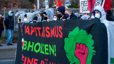 Demonstranten fordern "Kapitalismus abholzen!"