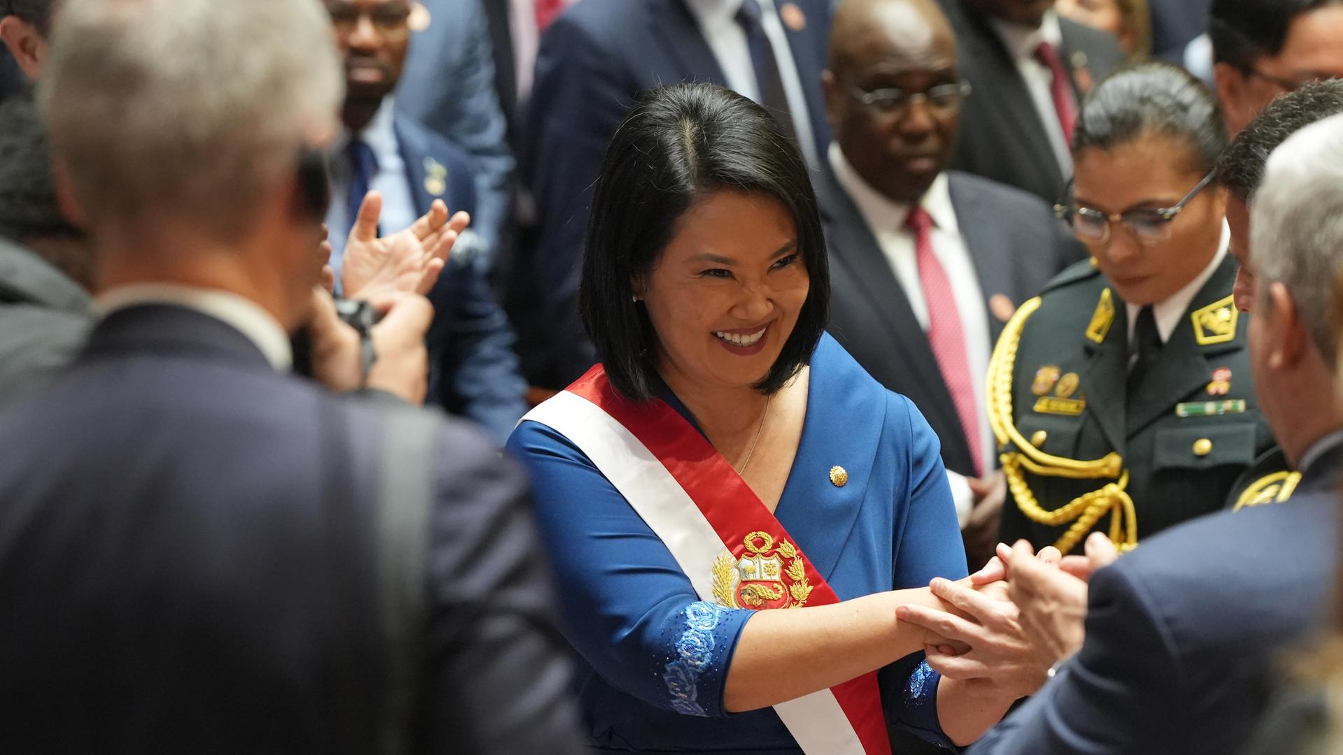 Die neue peruanische Präsidentin Keiko Fujimori bei ihrer Vereidigung in der Hauotstadt Lima