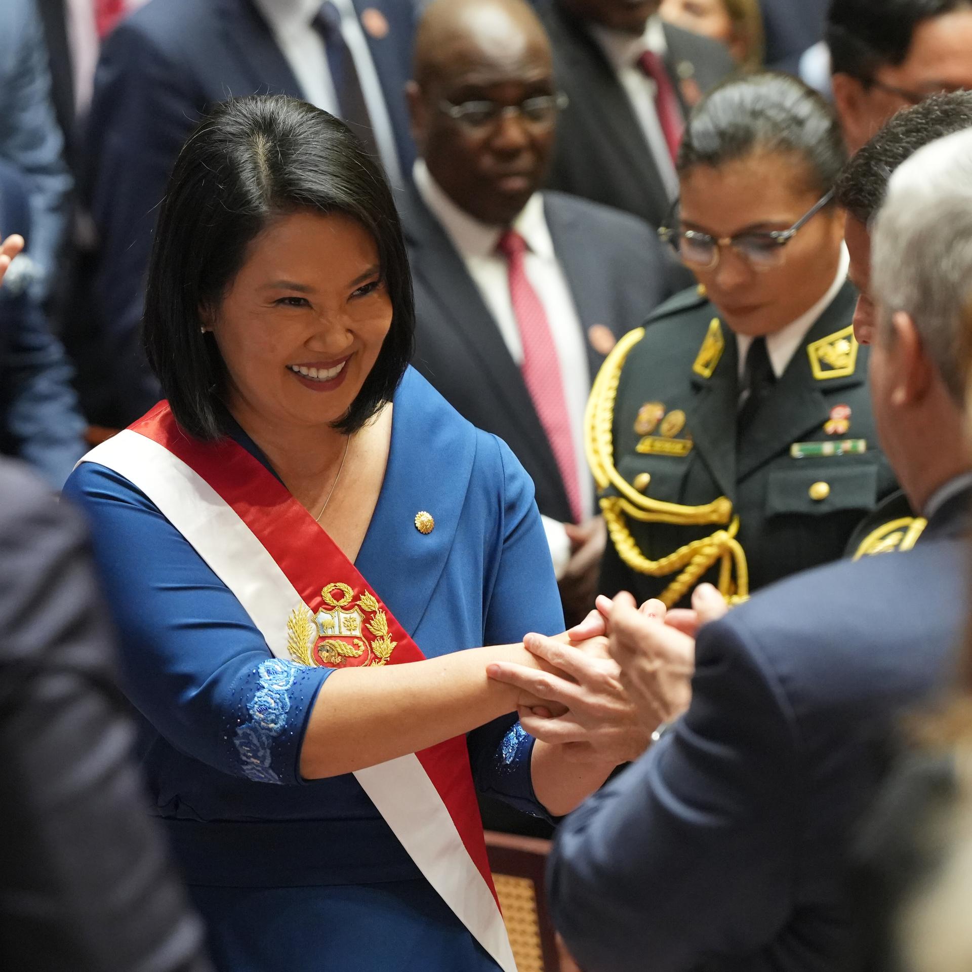 Die neue peruanische Präsidentin Keiko Fujimori bei ihrer Vereidigung in der Hauotstadt Lima