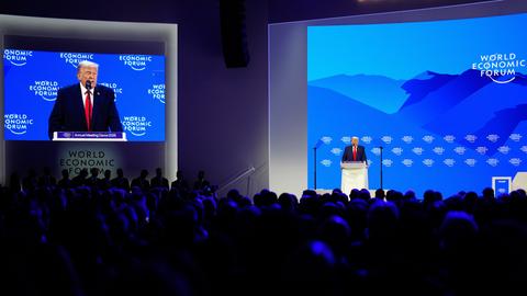 US-Präsident Donald Trump spricht während der Jahrestagung des Weltwirtschaftsforums in Davos, Schweiz.