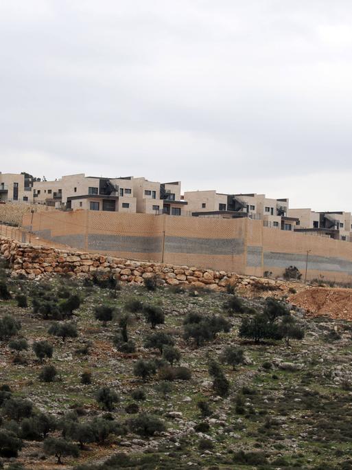 Die israelische Siedlung Ma aleh Yisrael westlich von Salfit im Norden des Westjordanlandes. 


