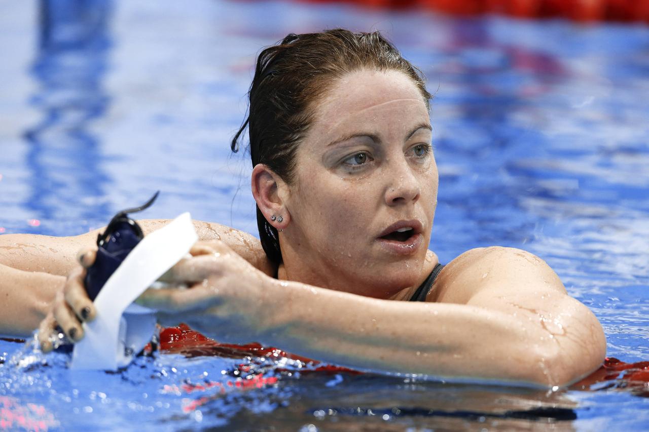 Sarah Poewe im Wasser während der Olympischen Spiele 2012 in London.