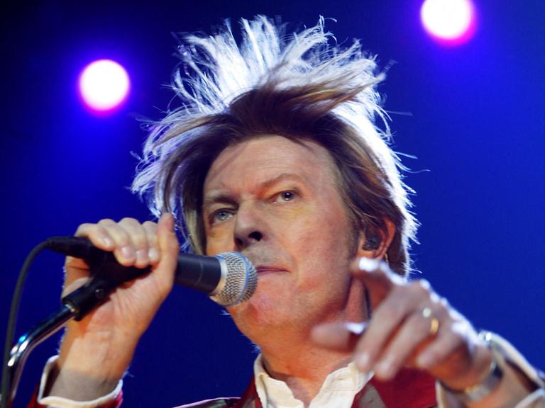Das Archivbild von David Bowie zeigt den Popstar 2002 beim Auftritt auf der Zénith-Bühne in Paris.