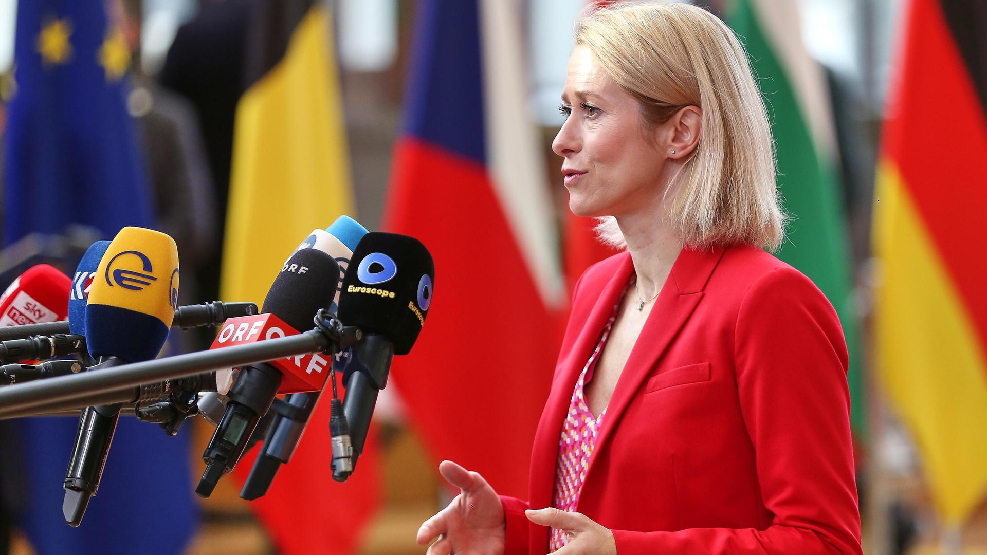EU-Gipfel: Kaja Kallas, EU-Außenbeauftragte und Vizepräsidentin der Europäischen Kommission, gibt ein Statement