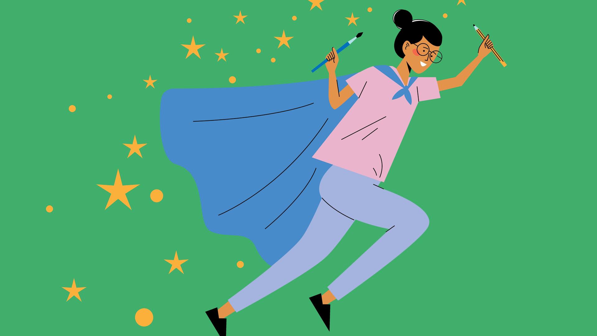 Illustration zeigt ein Mädchen in Superheldin-Outfit. Illustration zeigt ein Mädchen in Superheldin-Outfit.