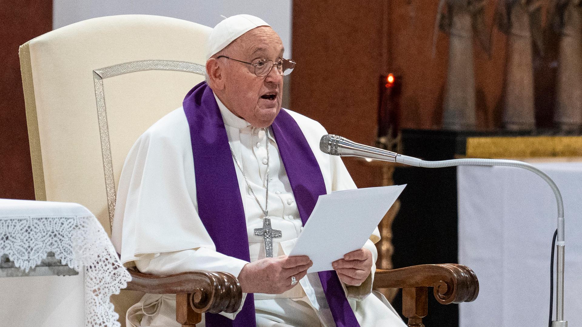 Papst Franziskus bei einer Ansprache in Rom. 