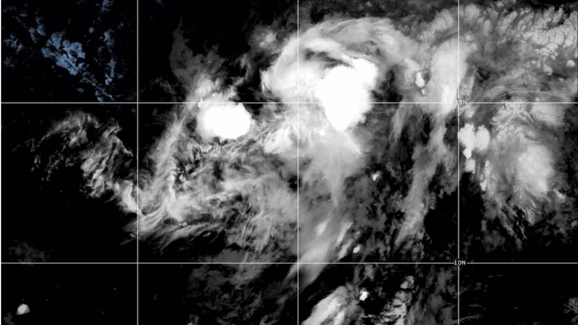 Ein Satellitenfoto des Tropensturms "Lala"
