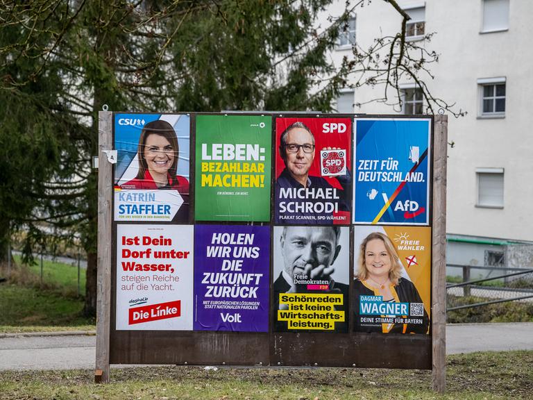 Wahlplakate zur Bundestagswahl in Deutschland 2025.