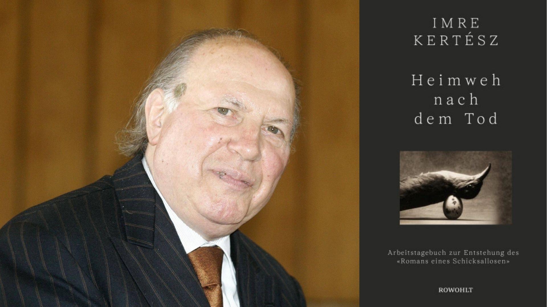 Imre Kertész: "Heimweh nach dem Tod. Arbeitstagebuch"
Zu sehen sind der Autor und das Buchcover.