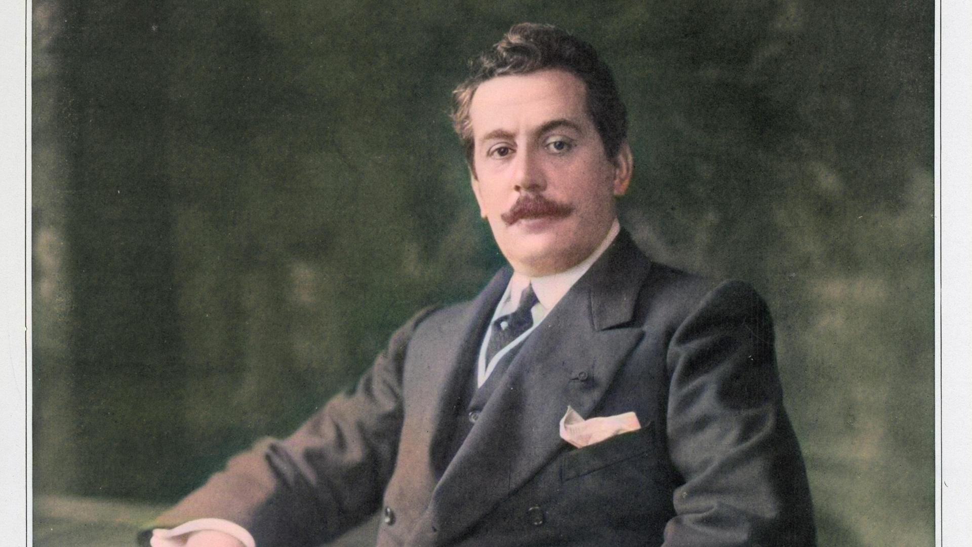 Historische Fotografie von Giacomo Puccini, der von 1858 bis 1924 lebte.