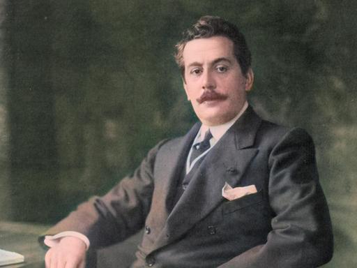 Historische Fotografie von Giacomo Puccini, der von 1858 bis 1924 lebte.