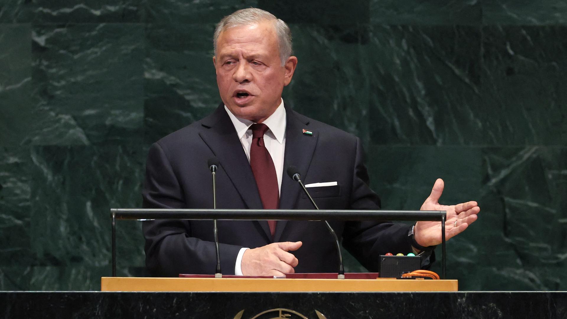 Jordaniens König Abdullah II. spricht bei der UNO-Generaldebatte in New York. Jordaniens König Abdullah II. spricht bei der UNO-Generaldebatte in New York.