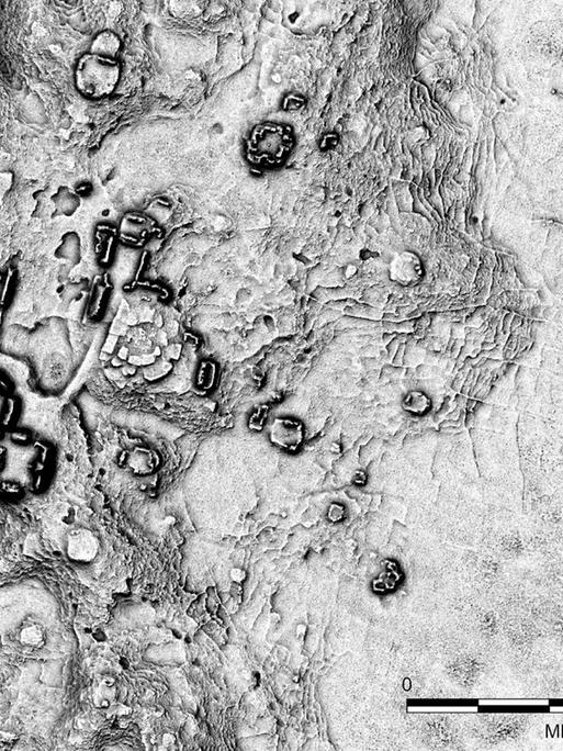 Auf diesem vom mexikanischen Institut INAH zur Verfügung gestellten LiDAR-Bild ist der Kern der Maya-Siedlung Minanbé zu sehen. 