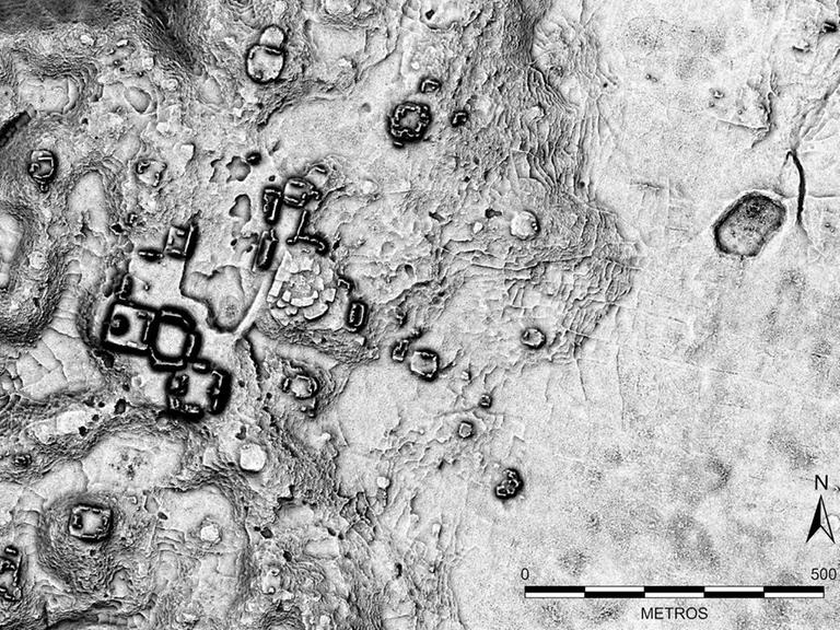 Auf diesem vom mexikanischen Institut INAH zur Verfügung gestellten LiDAR-Bild ist der Kern der Maya-Siedlung Minanbé zu sehen. 