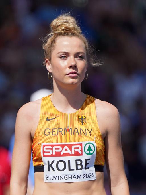 Die Läuferin Smilla Kolbe während der Leichtathletik-EM 2026 in Birmingham Die Läuferin Smilla Kolbe während der Leichtathletik-EM 2026 in Birmingham