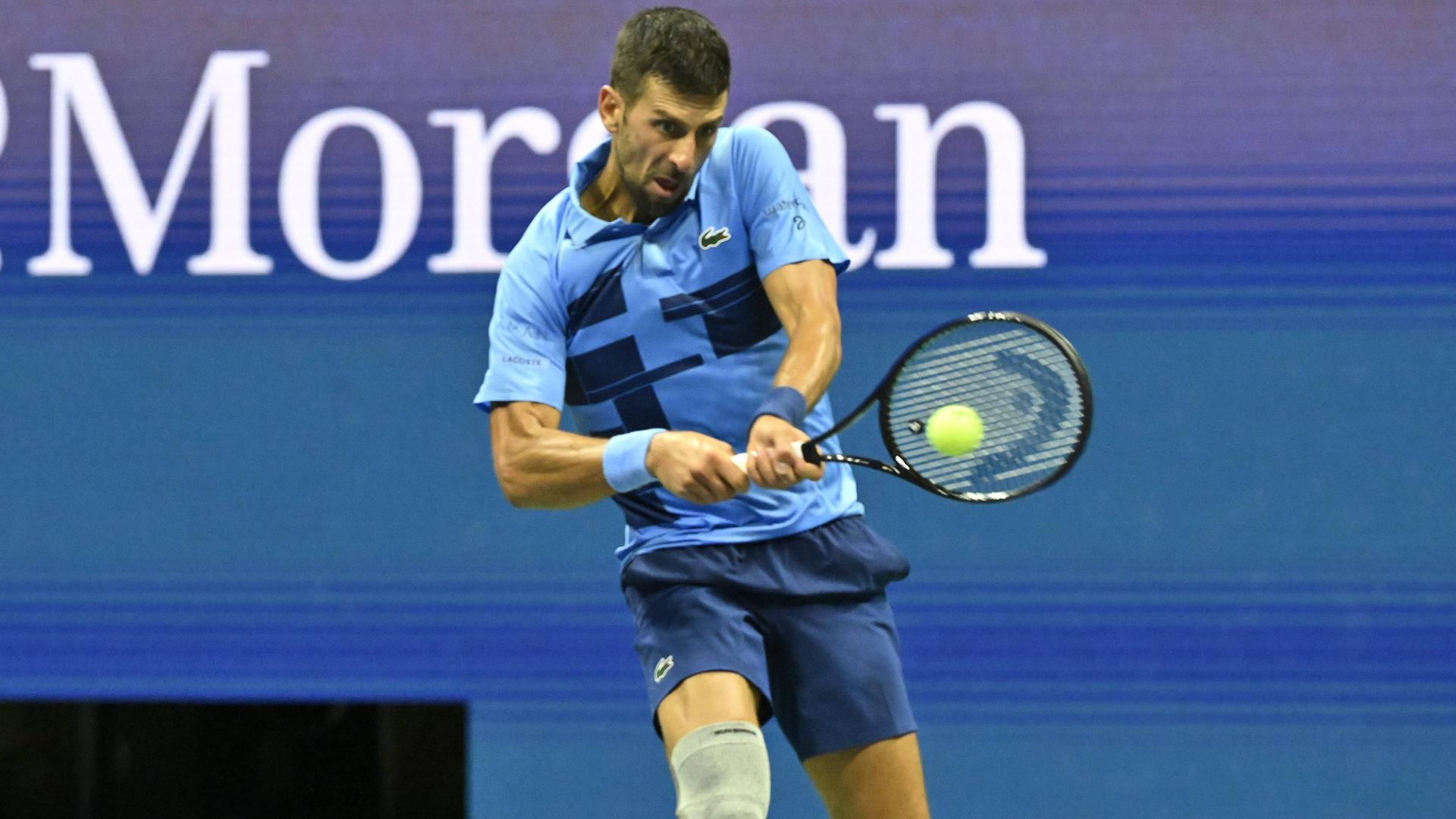 Novak Djokovic bei seinem Drittrundenmatch bei den US Open 2024. Novak Djokovic bei seinem Drittrundenmatch bei den US Open 2024.