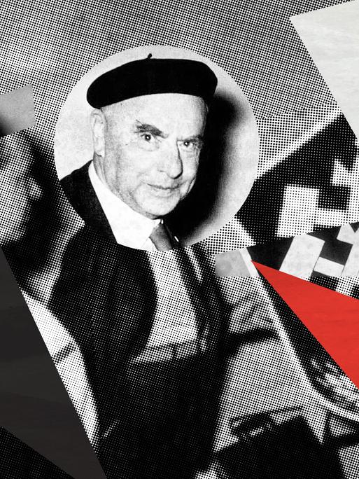 Illustration zur 1. Folge der Doku-Serie „Deutsches Denken". Das Hintergrundbild zeigt Otto Strasser bei der Gründung der „Deutsche Soziale Union“. Das Bild ist mit Halbtoneffekt und Dreieckswimpeln in schwarz, weiß und rot zu einer Collage bearbeitet.
