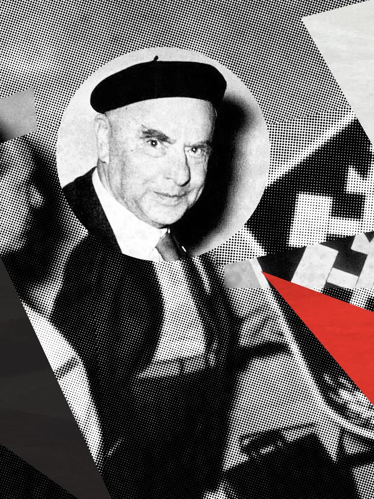 Illustration zur 1. Folge der Doku-Serie „Deutsches Denken". Das Hintergrundbild zeigt Otto Strasser bei der Gründung der „Deutsche Soziale Union“. Das Bild ist mit Halbtoneffekt und Dreieckswimpeln in schwarz, weiß und rot zu einer Collage bearbeitet.