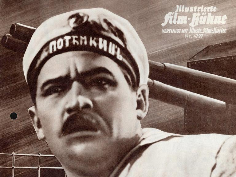 Filmplakat zu Panzerkreuzer Potemkin, gedreht 1925 in der UdSSR unter der Regie von Sergej M. Eisenstein; Buch: Nina Agadshanowa- Schutko, nach hist. Ereignissen vom 14. 6.1905. Titelseite der Illustrierten Filmbuehne Nr. 4797.