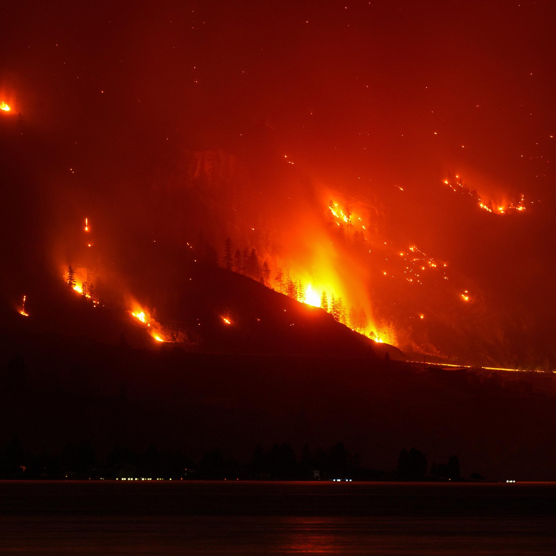 Kanada, Summerland: Der Waldbrand in der Bald Range, der die Menschen in der Region Süd-Okanagan zur Evakuierung ihrer Häuser gezwungen hat, wütet. 