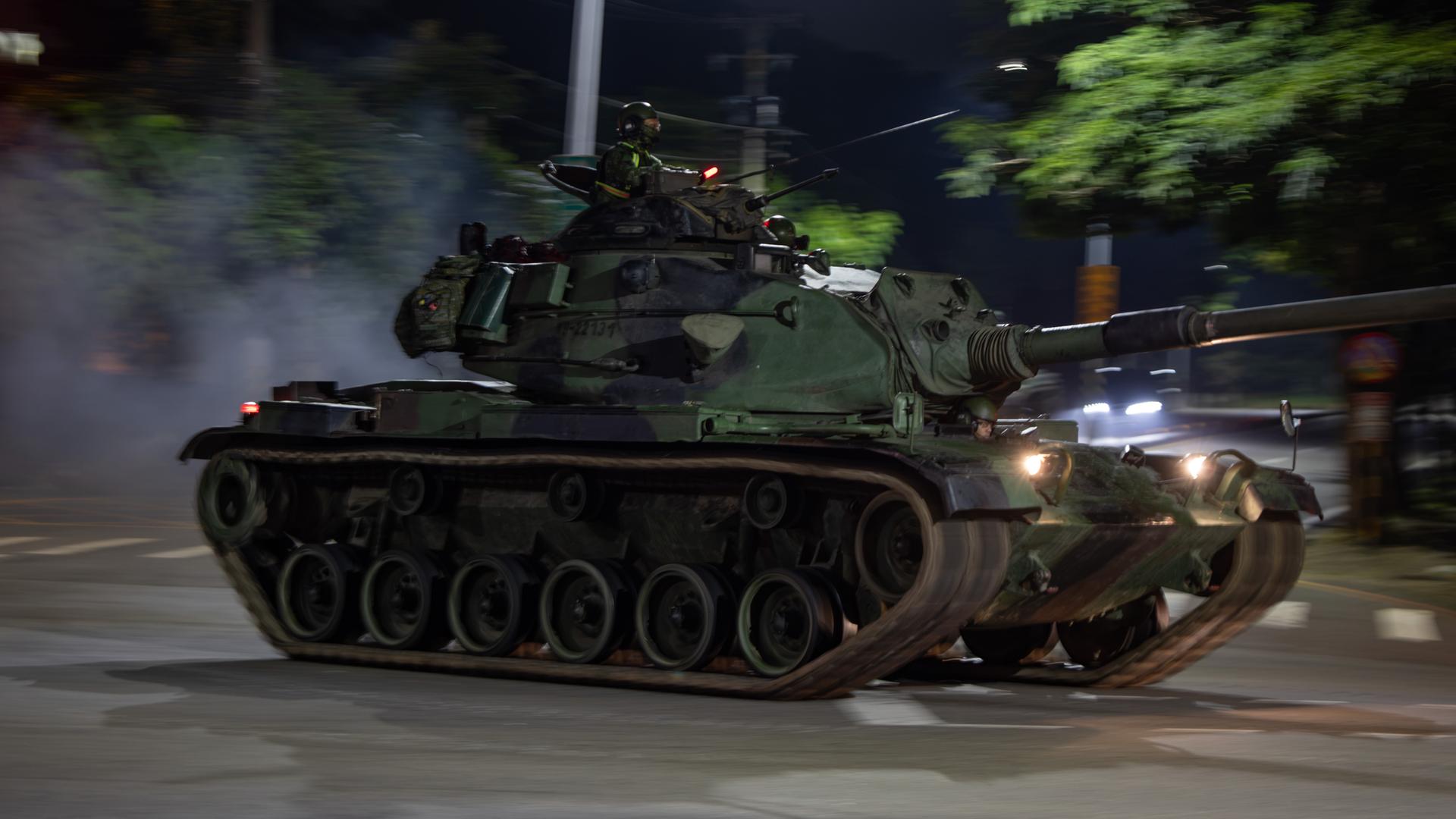 Taipeh: Ein von der Taiwan Military News Agency herausgegebenes Foto zeigt, ein taiwanischer Panzer beim jährlichen Militärmanöver "Han Kuang".