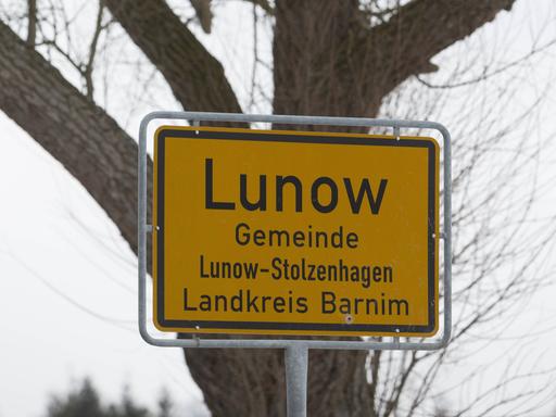 Ortseingangsschild der Gemeinde Lunow im Landkreis Barnim.
