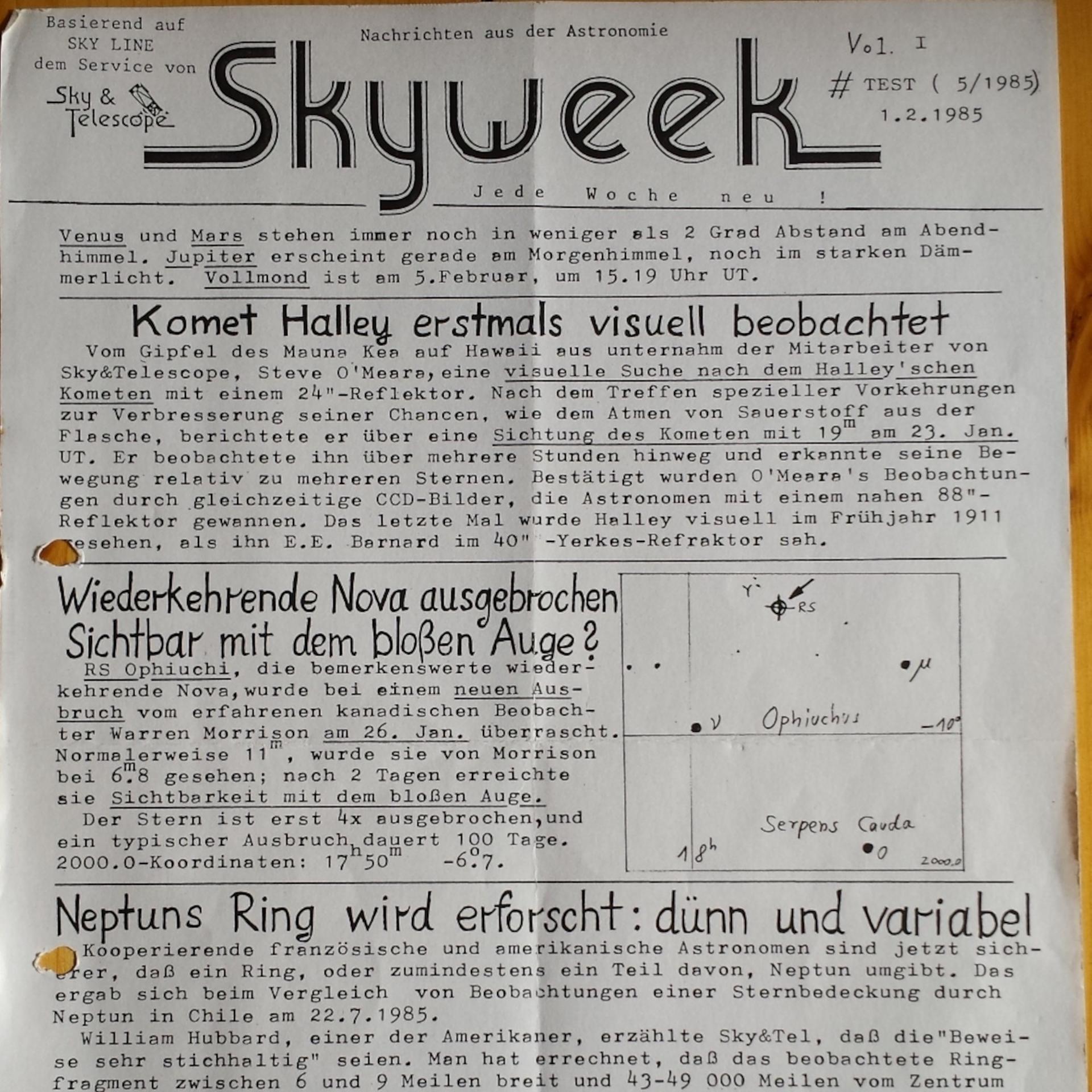 Für Weltraumfans - Der himmlische Nachrichtenbote "Skyweek"